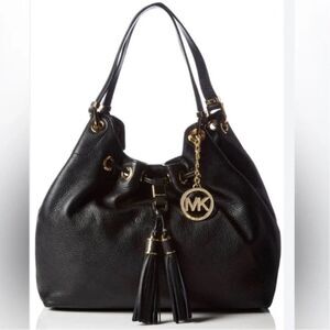 Michael Kors Camden Black Pebble Leather Shoulder Bag